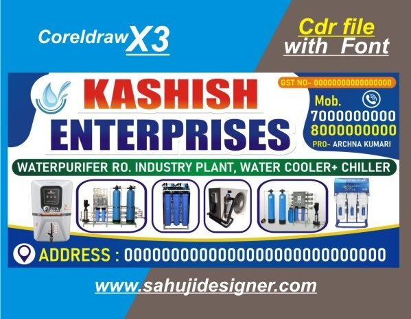New Letest RO Water Setup Shop flex banner design cdr file with font