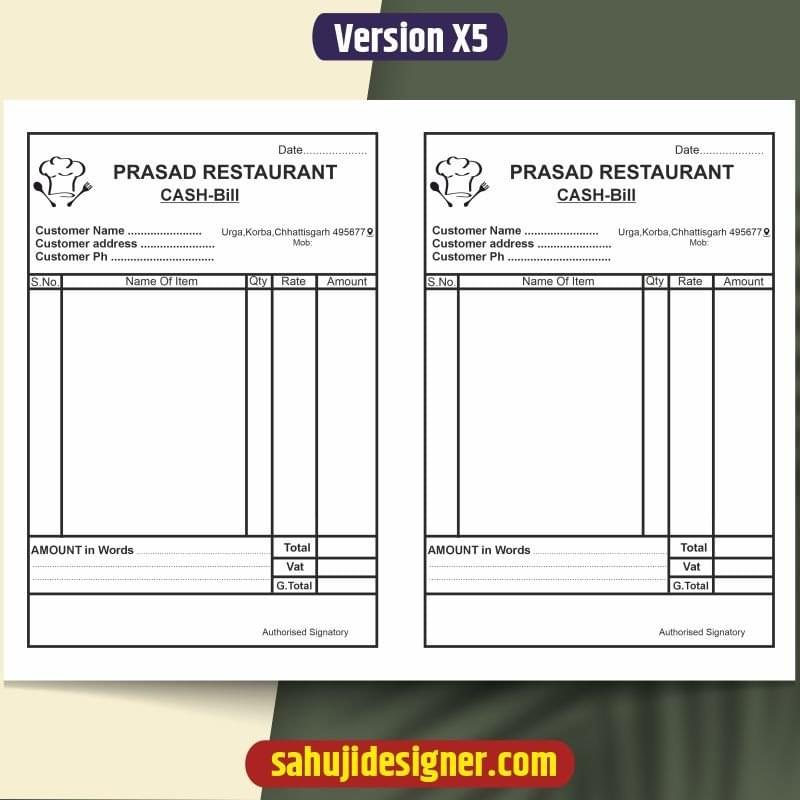 Restaurant billbook cdr